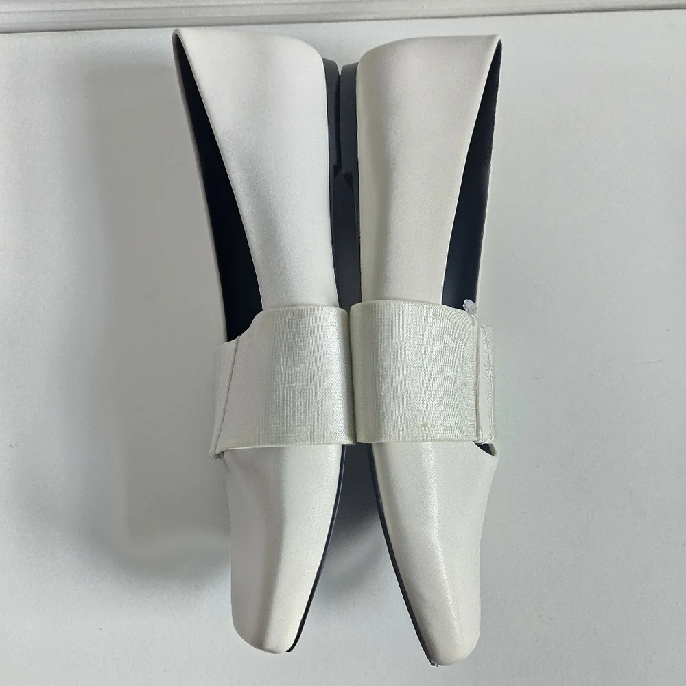 New WeWoreWhat Strap Ballet Vegan Leather Removable Strap Ivory Flats 38 EU/8 US